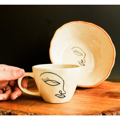 Abstract Breakfast Set – Modern Ceramic Dining Set – Plates & Bowls on Brown Living™. SKU: S - 408. Img 11.
