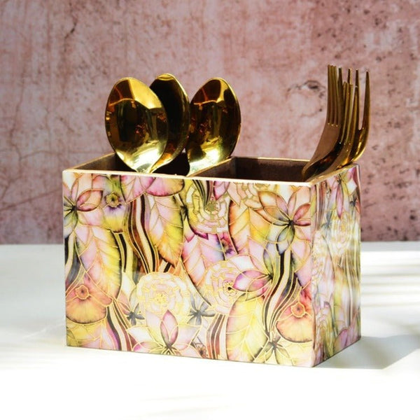 Abstract Floral MDF Cutlery Holder | Verified Sustainable by Brown Living™