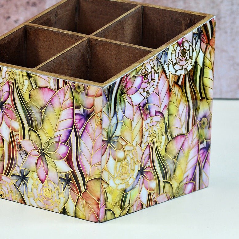 Abstract Floral Multipurpose MDF Organizer (4 Divisions) | Verified Sustainable by Brown Living™