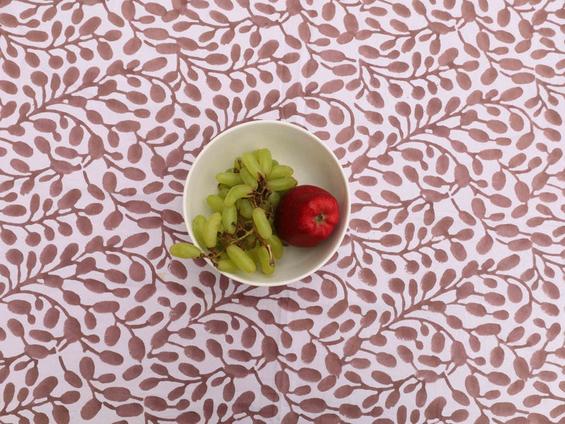 Abstract Leaf Brown and White Table Cover | Verified Sustainable Table Linens on Brown Living™