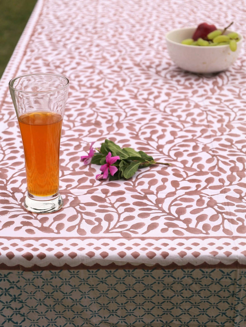 Abstract Leaf Brown and White Table Cover | Verified Sustainable Table Linens on Brown Living™