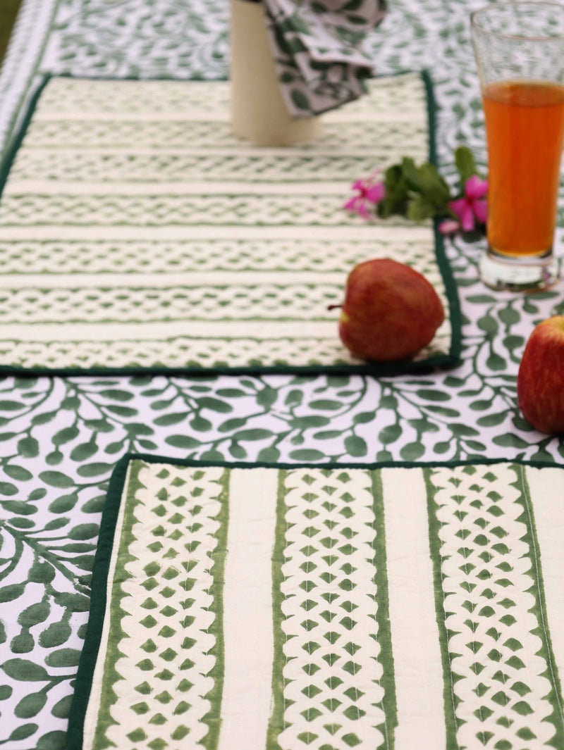 Abstract Leaf Reversible Organic Cotton Placemats - Set of 4 | Verified Sustainable by Brown Living™