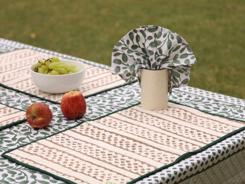 Abstract Leaf Reversible Organic Cotton Placemats - Set of 4 | Verified Sustainable by Brown Living™