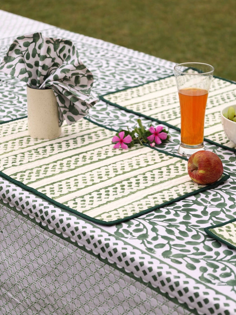 Abstract Leaf Reversible Organic Cotton Placemats - Set of 4 | Verified Sustainable by Brown Living™