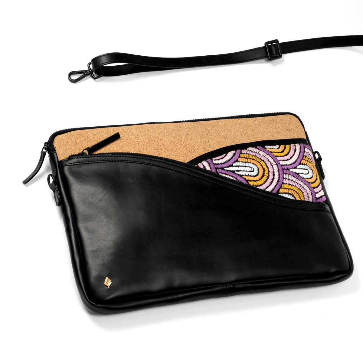 Acacia Vegan Leather Laptop Sleeve - Black – Laptop Sleeve by Green Hermitage available on Brown Living™. . SKU: LSGH2025 - 5001. Img 1.