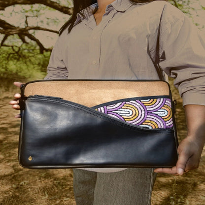 Acacia Vegan Leather Laptop Sleeve - Black – Laptop Sleeve on Brown Living™. SKU: LSGH2025 - 5001. Img 6.