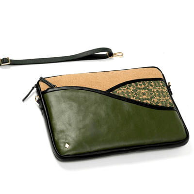 Acacia Vegan Leather Laptop Sleeve - Olive – Laptop Sleeve on Brown Living™. SKU: LSGH2025 - 5002. Img 1.