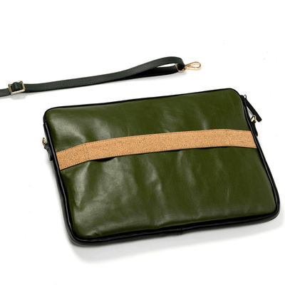 Acacia Vegan Leather Laptop Sleeve - Olive – Laptop Sleeve on Brown Living™. SKU: LSGH2025 - 5002. Img 2.