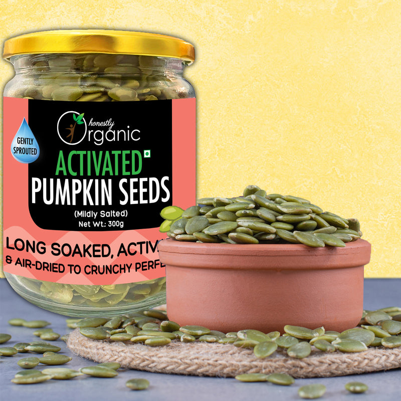 Buy Activated / Sprouted Organic Pumpkin Seeds- Mildly Salted- 300g | Shop Verified Sustainable Dried Fruits, Nuts & Seeds on Brown Living™