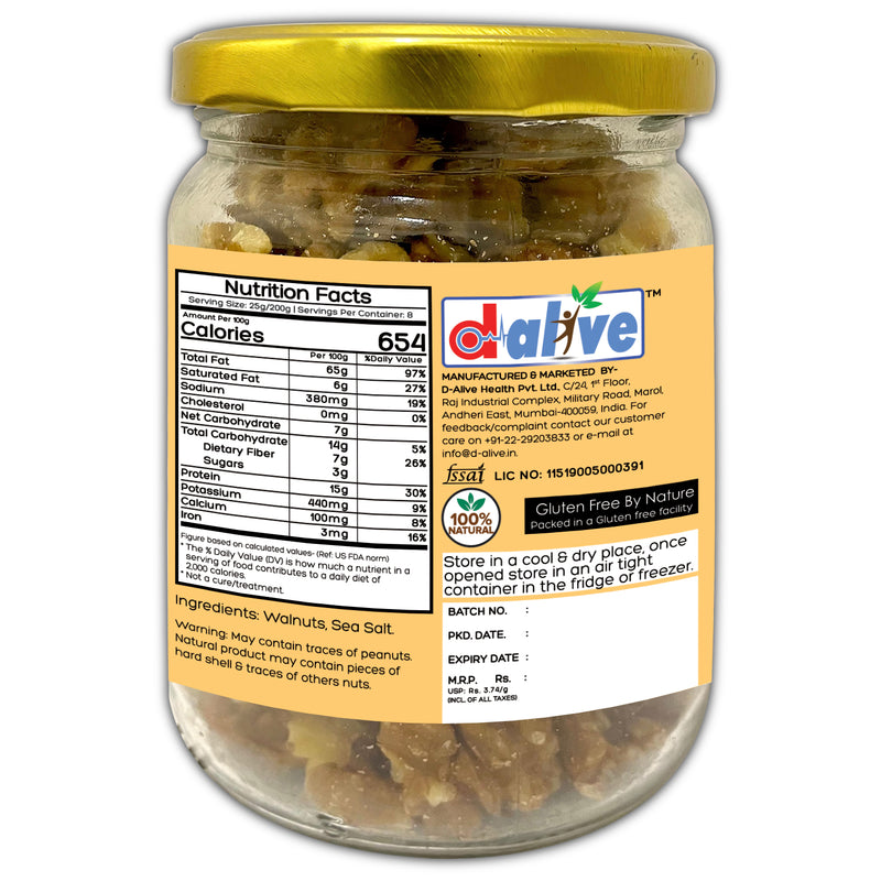 Mildly Salted Organic Activated/Sprouted Walnuts- 200g