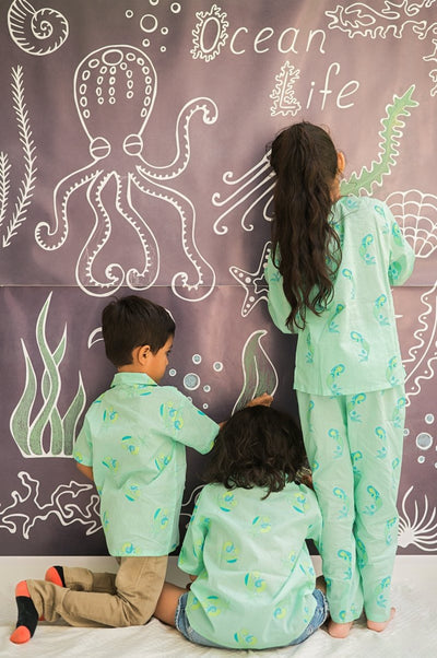 Adella The Mermaid - Unisex Kids Cotton Nightwear – Kids Pyjamas on Brown Living™. SKU: MITHNW - 082 - 1. Img 7.