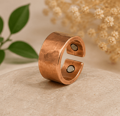 Adjustable Pure Copper Magnetic Ring for Men & Women – Jewellery on Brown Living™. SKU: HAMMER-COPPER-RING. Img 18.