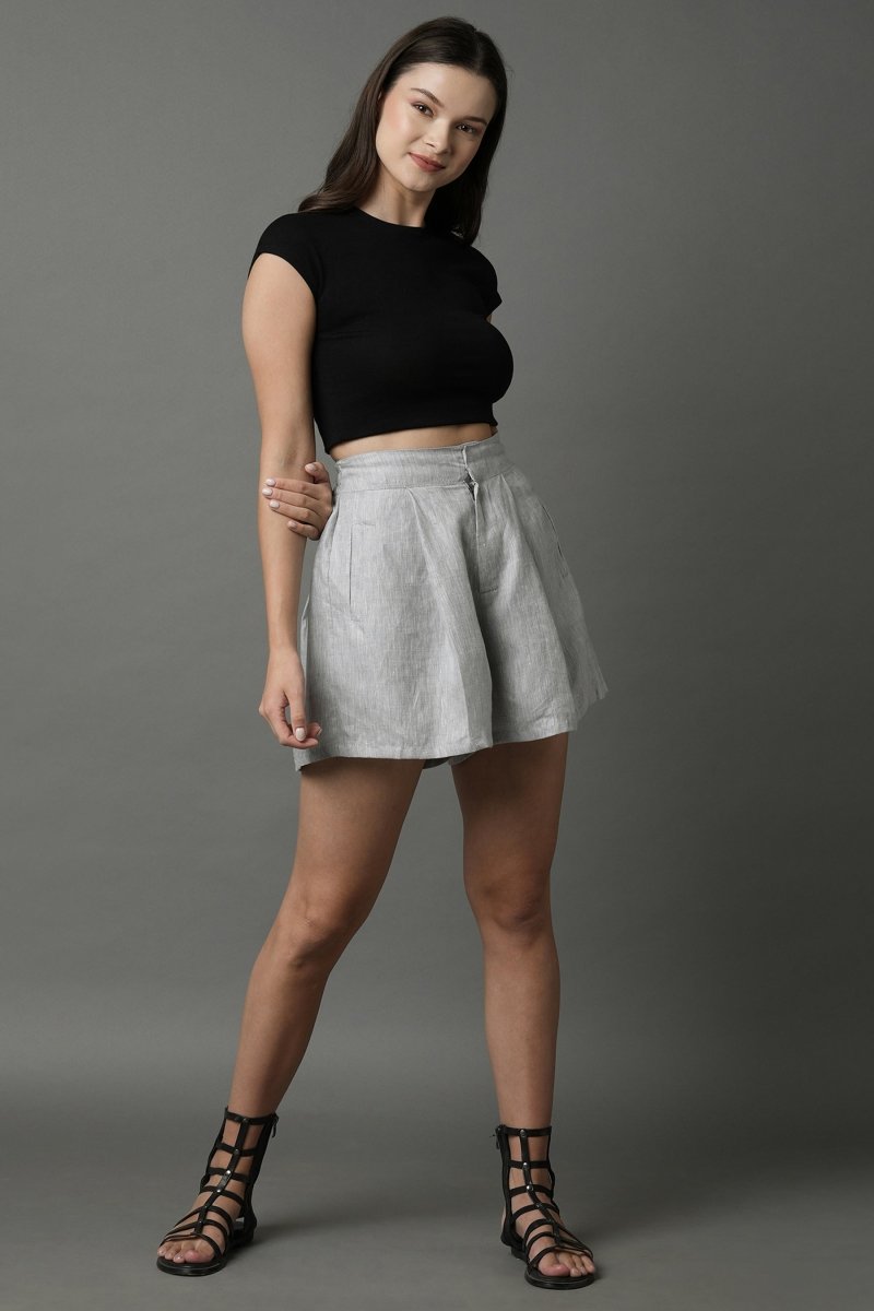 Aerial Shorts - LightGrey - 100% Hemp | Verified Sustainable Womens Shorts on Brown Living™