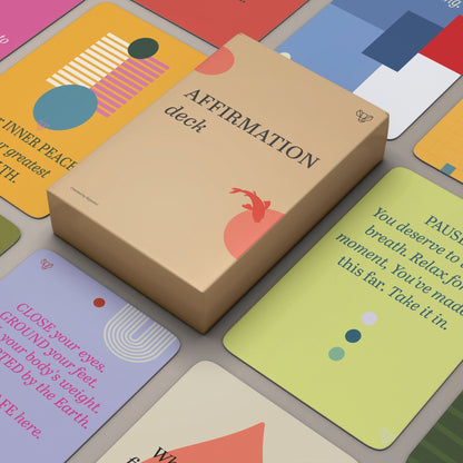 Affirmation Deck - Mindfulness & Wellness Cards – Stationery on Brown Living™. SKU: MSY-AC-Setof15. Img 2.
