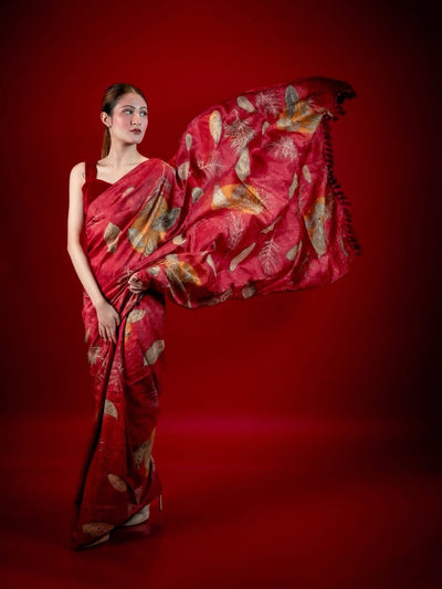 Agni Silk Sari – Handwoven Traditional Pure Silk Sari – Womens Saree on Brown Living™. SKU: sariagni. Img 1.