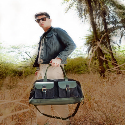 Ajax Vegan Leather Duffle Bag - Black – Travel Duffel on Brown Living™. SKU: TDGH2025 - 1002. Img 5.