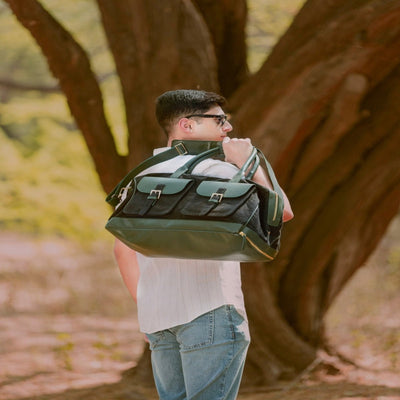 Ajax Vegan Leather Duffle Bag - Black – Travel Duffel on Brown Living™. SKU: TDGH2025 - 1002. Img 7.