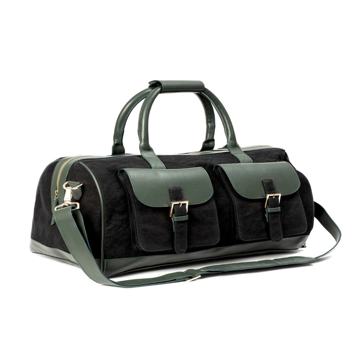Ajax Vegan Leather Duffle Bag - Black – Travel Duffel by Green Hermitage available on Brown Living™. . SKU: TDGH2025 - 1002. Img 2.