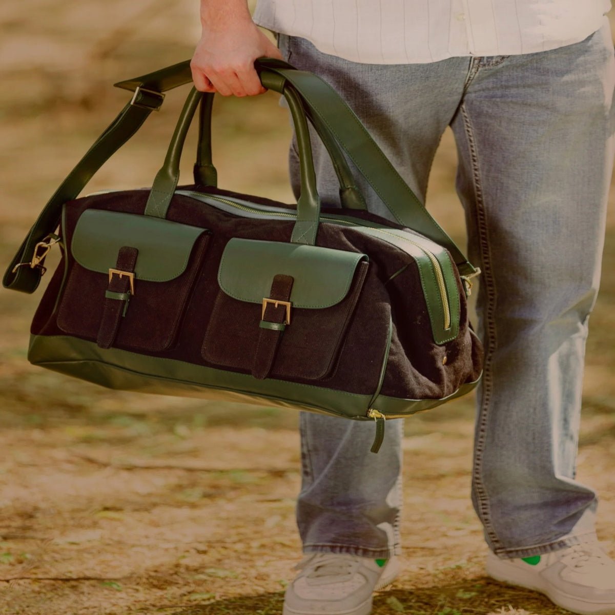 Ajax Vegan Leather Duffle Bag - Black – Travel Duffel on Brown Living™. SKU: TDGH2025 - 1002. Img 8.