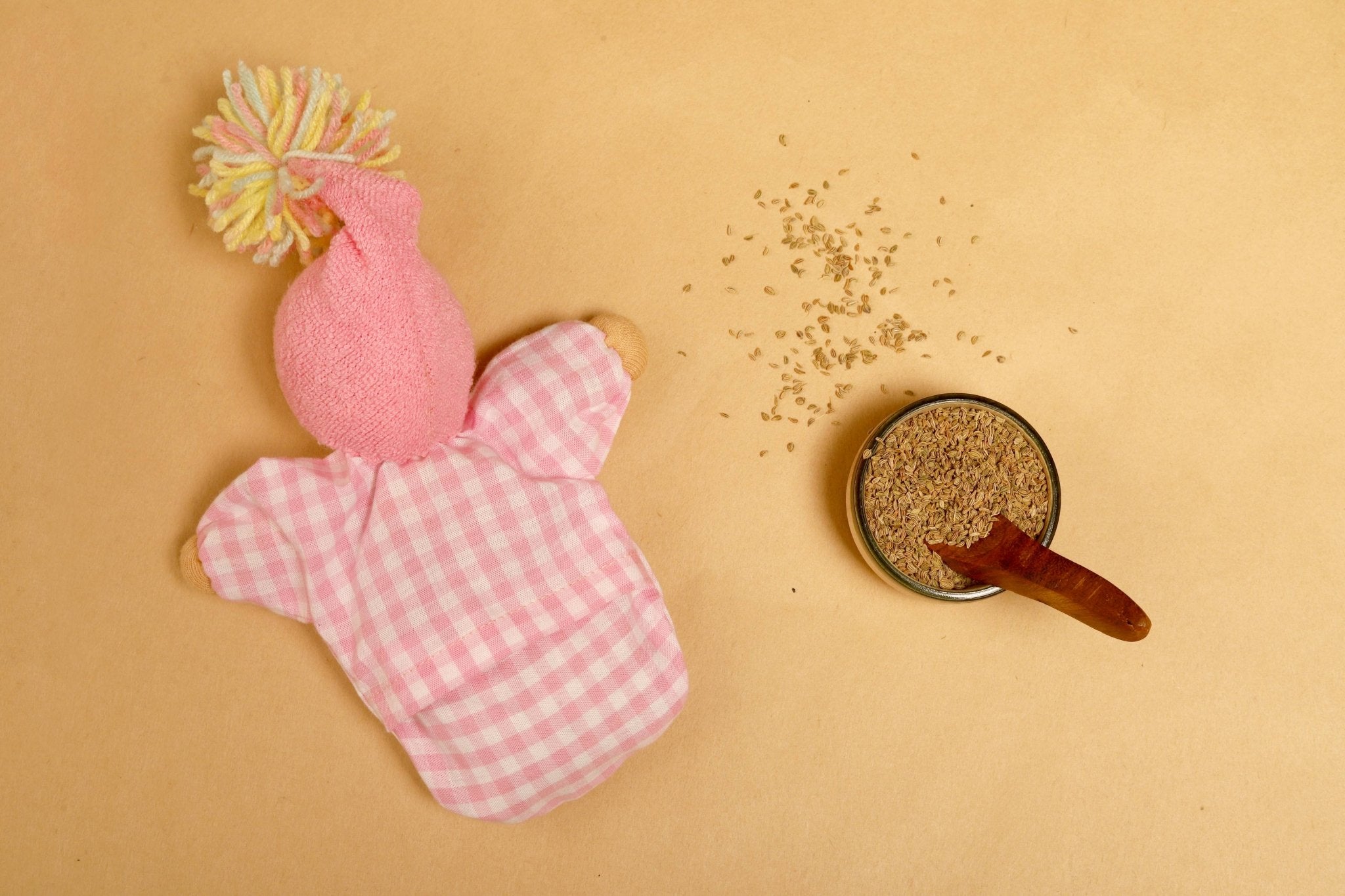 Ajwain Comfort Doll – Soft Aromatic Doll for Babies – Soft Toy on Brown Living™. SKU: AD3. Img 6.