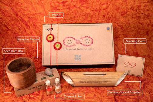 Akkad - Bakkad Rakhi Gift Box | Set of 2 Plantable Rakhi , Bamboo Speaker & Planting Material | Verified Sustainable Rakhi on Brown Living™