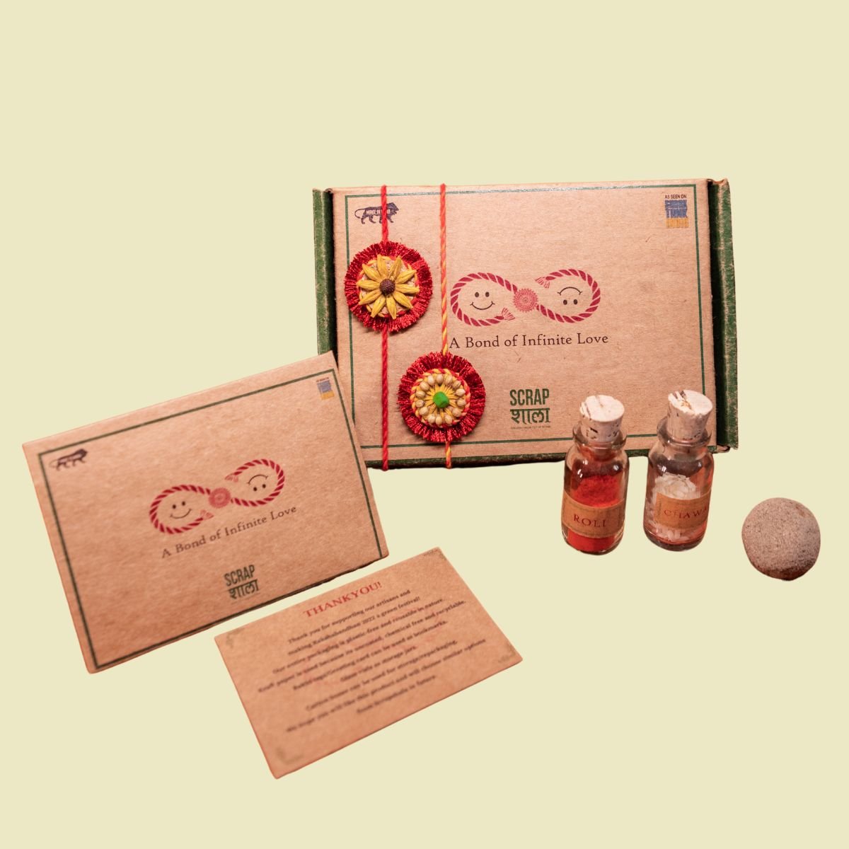 Akkad - Bakkad Sibling Rakhi Box | Set of 2 Plantable Rakhi with Roli Chawal & Card | Verified Sustainable by Brown Living™