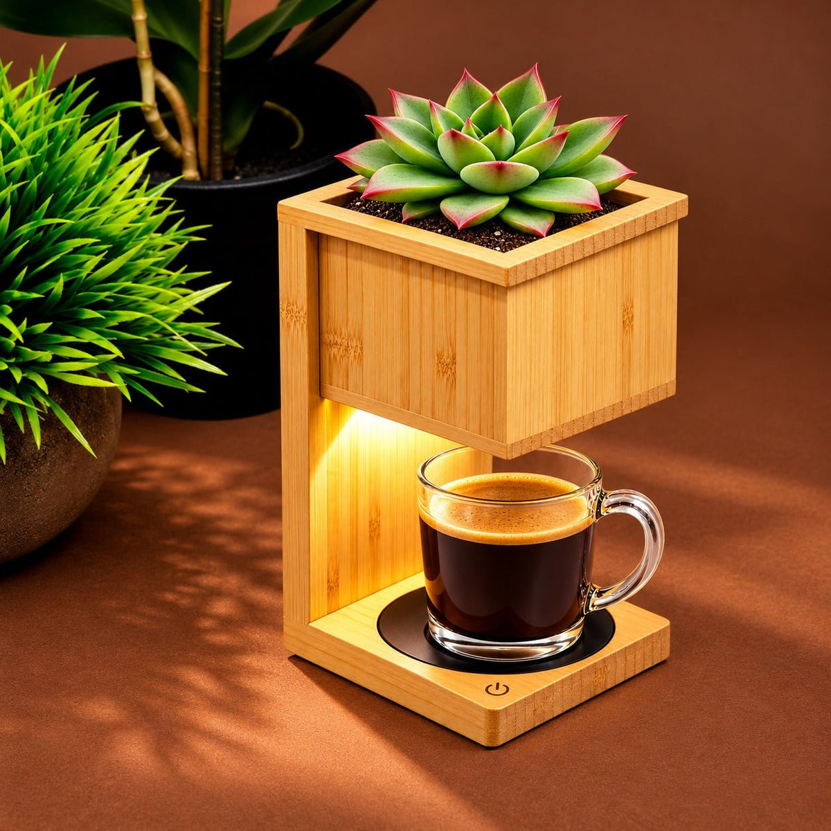 Alder 2.0 Cup Warmer with Lamp & Planter – Desk Accessories on Brown Living™. SKU: MT595. Img 1.