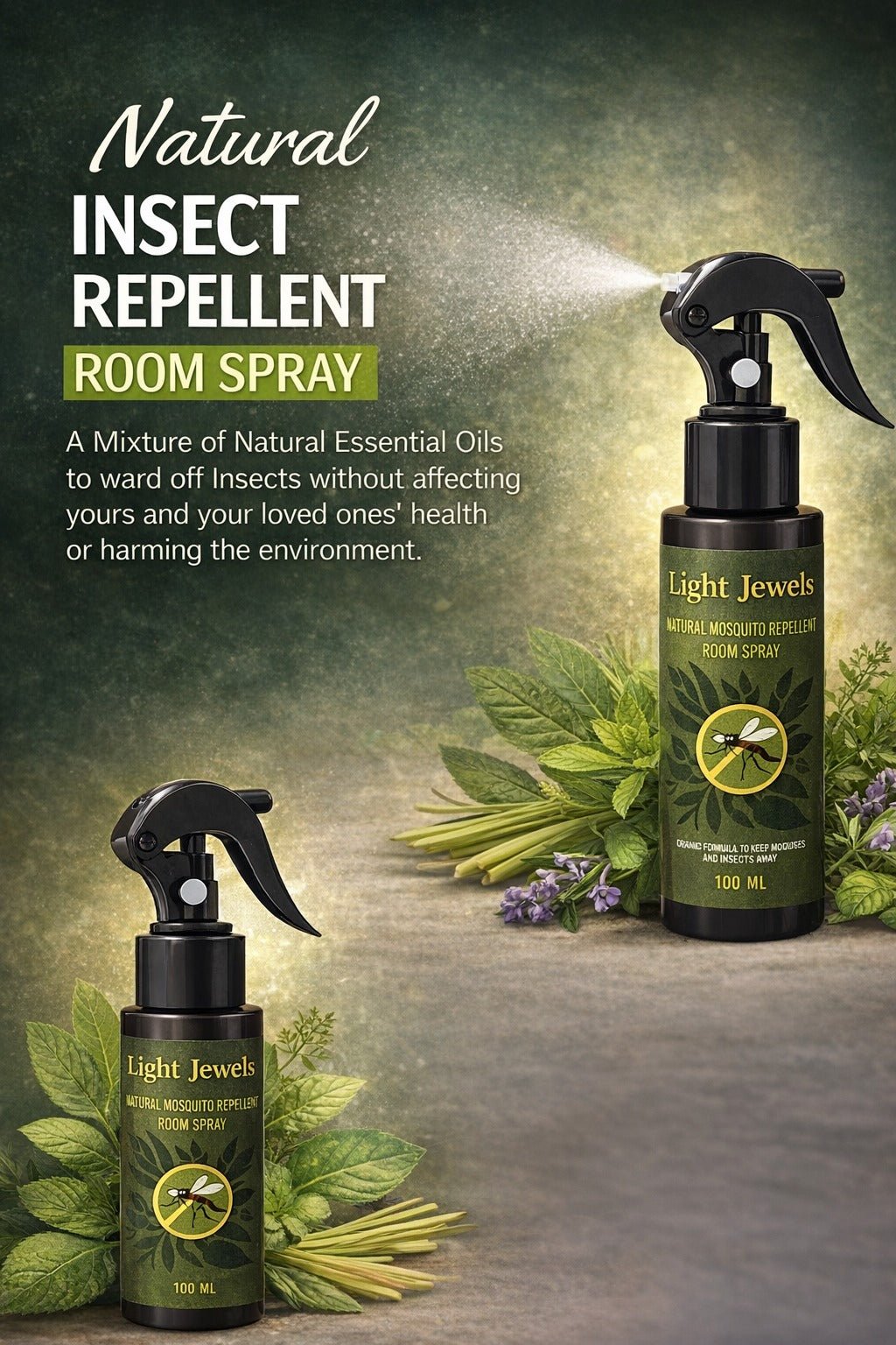 All Natural Mosquito Repellent Spray Herbal Insect Protection – Fragrance Diffusers on Brown Living™. SKU: SN1263. Img 5.