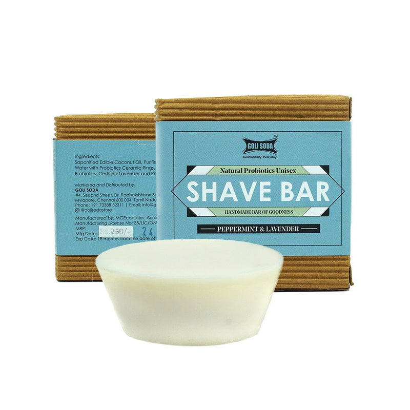 All Natural Probiotics Shave Bar - Peppermint & Lavender | Verified Sustainable Shaving Soap on Brown Living™