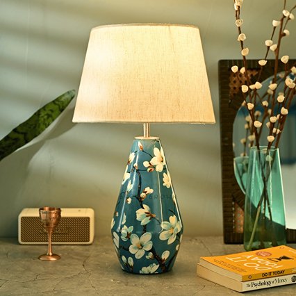 Almond Blossoms Night Lamp | Handcrafted Mango Wood Table Lamp | Verified Sustainable by Brown Living™