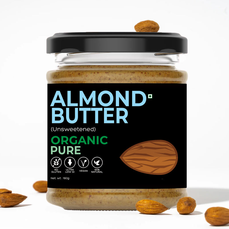 Buy Unsweetened Gluten Free Organic Almond Butter- 180g | Shop Verified Sustainable Jams & Spreads on Brown Living™