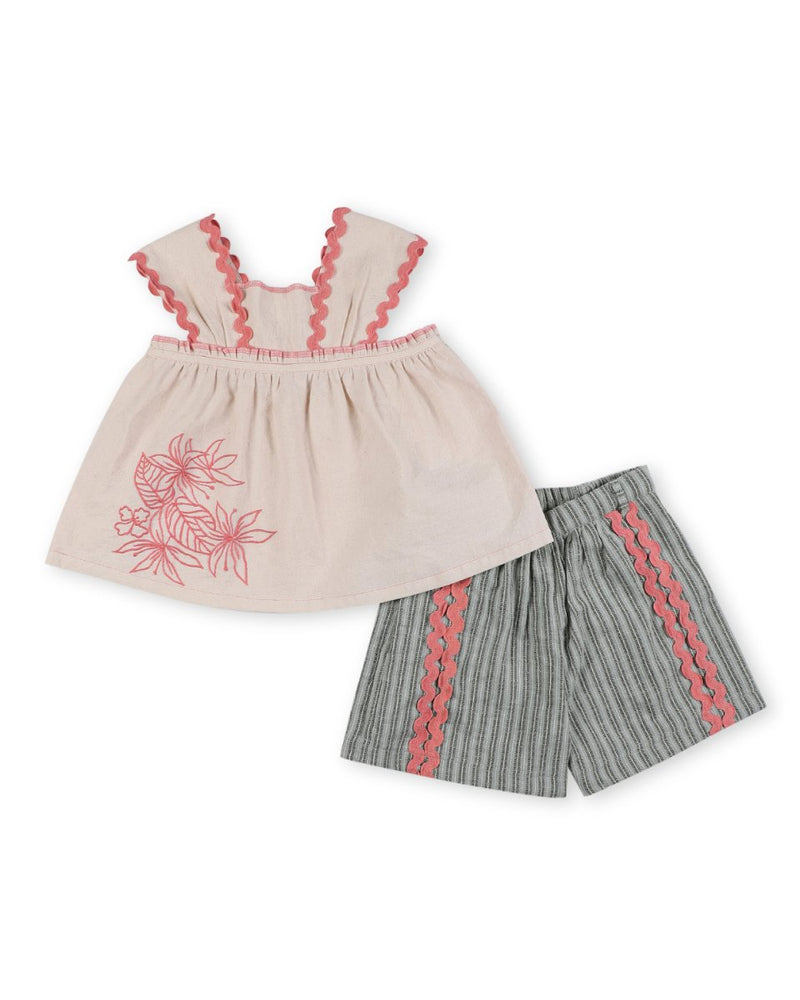 Alouette Jacquard Striped Cotton Shorts | Verified Sustainable Kids Shorts on Brown Living™