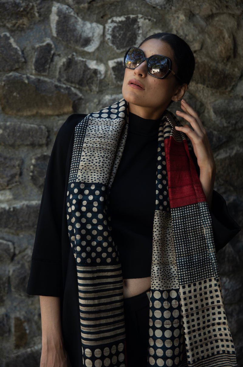 Amalgamation 100% Natural Ahimsa Tussar Peace Silk Scarf – Womens Scarf on Brown Living™. SKU: NAESWT06. Img 4.