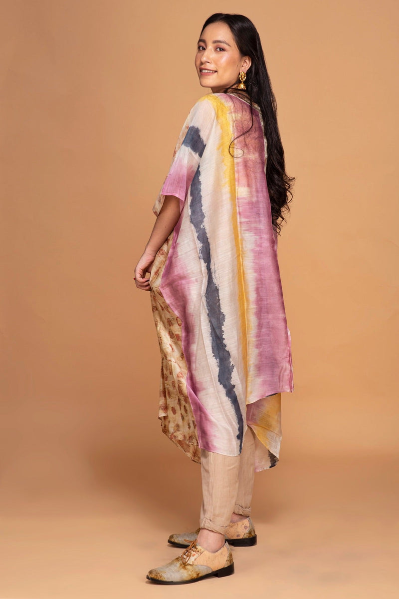 Amara- Naturally Dyed Handcrafted Chanderi Rohanna Kurti- Multi | Verified Sustainable Womens Kurta on Brown Living™