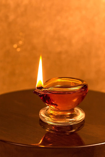 Ambar Jyot – Art Glass Puja Diya Traditional Deep – Pooja Needs on Brown Living™. SKU: AMBARJYOT - DIYA. Img 2.