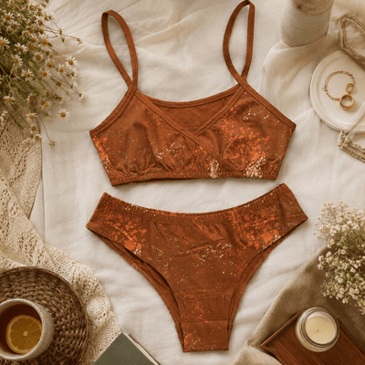 Amber Cotton Lingerie Set – Womens Underwear on Brown Living™. SKU: 008AMORA-TangaBrownSpltrAOP-XS. Img 6.
