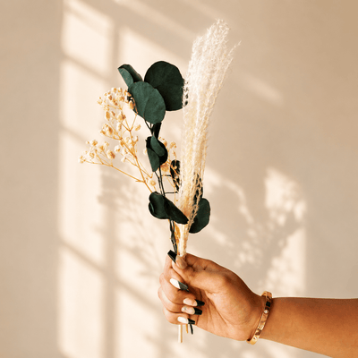 Amber Decorative Vase with Dried Flowers | Amber Haven Glass Decor – Vases on Brown Living™. SKU: V-413. Img 2.