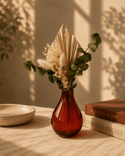 Amber Decorative Vase with Flower Bunch | Serenity Glass Home Decor – Vases on Brown Living™. SKU: V-421. Img 11.