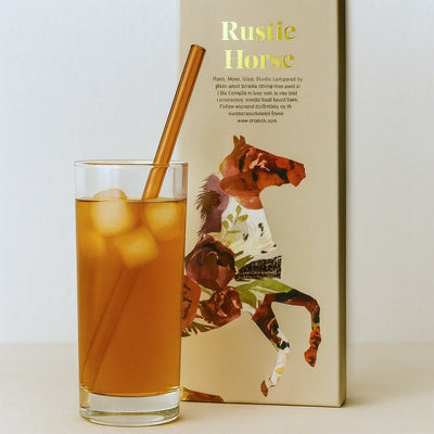 Amber Transparent Glass Straws with Cleaning Brush – Set of 6 – Drinking Straws & Stirrers on Brown Living™. SKU: PINK - NW - STRW. Img 5.