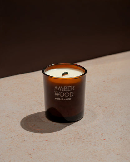 Amber Wood Soy Wax Candle | Warm, Earthy Fragrance – Candles & Fragrances on Brown Living™. SKU: MS-CND-0003-JAR. Img 3.