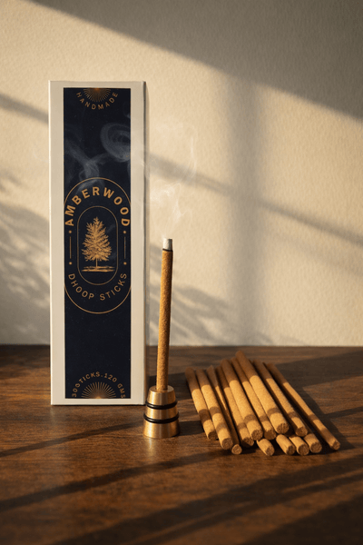 Amberwood Dhoop Sticks | Warm & Woody Incense – Pooja Needs on Brown Living™. SKU: EMDS05_1. Img 1.