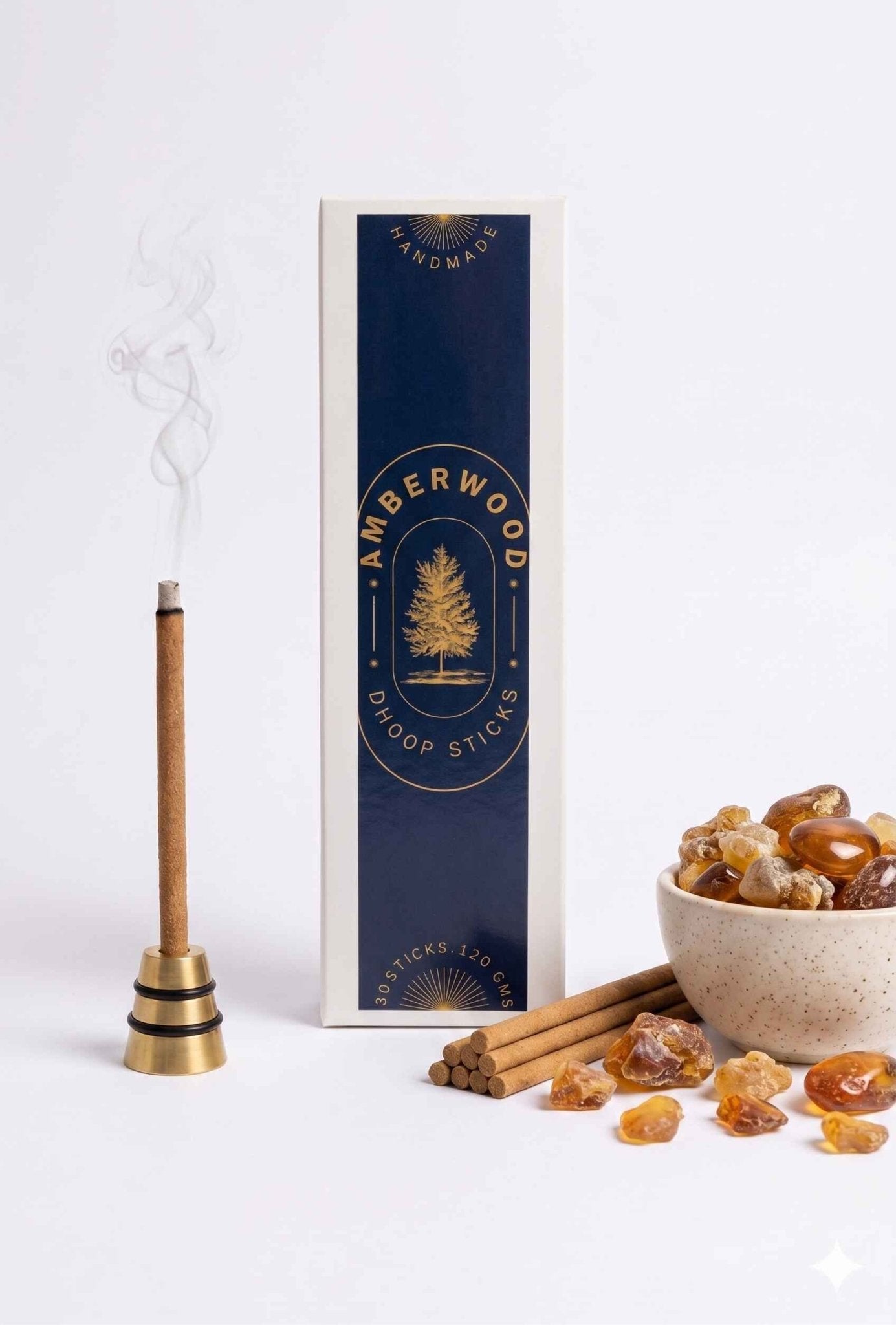 Amberwood Dhoop Sticks | Warm & Woody Incense – Pooja Needs on Brown Living™. SKU: EMDS05_1. Img 5.