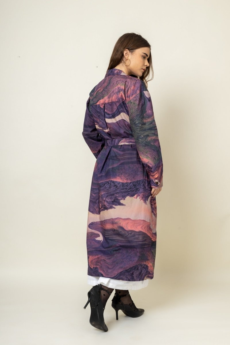 Amelia Printed Upcycled Cotton Trench | Verified Sustainable by Brown Living™