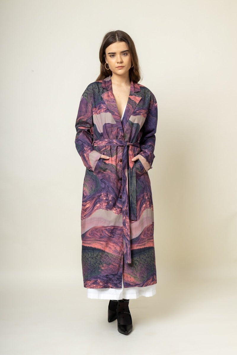 Amelia Printed Upcycled Cotton Trench | Verified Sustainable by Brown Living™