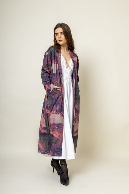 Amelia Printed Upcycled Cotton Trench | Verified Sustainable by Brown Living™