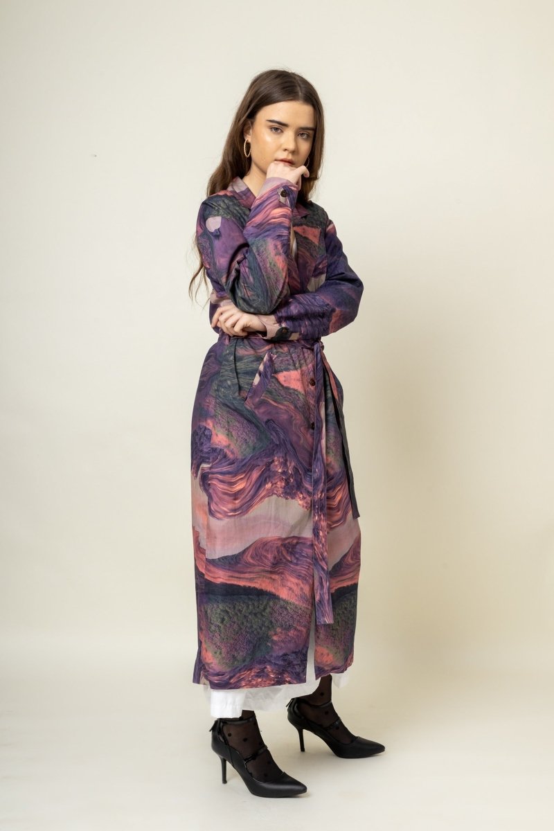 Amelia Printed Upcycled Cotton Trench | Verified Sustainable by Brown Living™