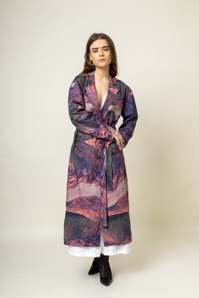 Amelia Printed Upcycled Cotton Trench | Verified Sustainable by Brown Living™