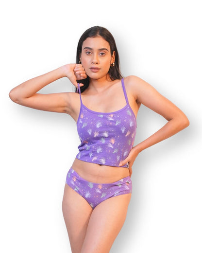 Amethyst Cotton Lingerie Set – Womens Accessories on Brown Living™. SKU: 008PSCL-BikiniPurpleSpltrAOP-XS. Img 2.