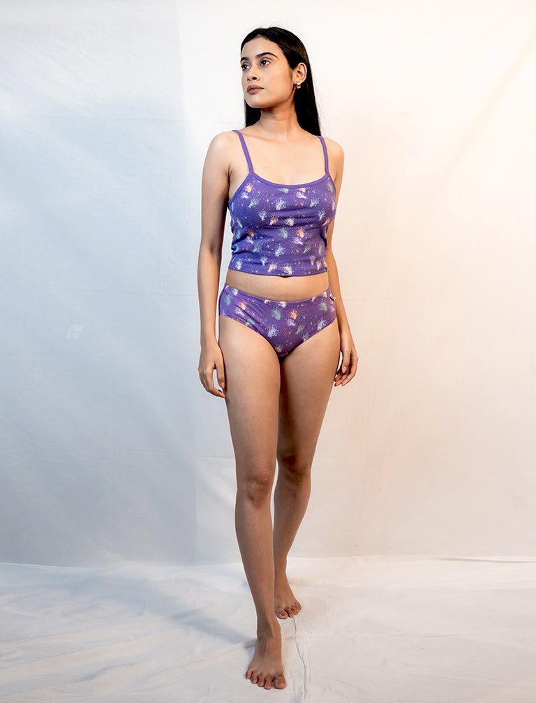Amethyst Cotton Lingerie Set – Womens Accessories on Brown Living™. SKU: 008PSCL - BikiniPurpleSpltrAOP - XS. Img 3.