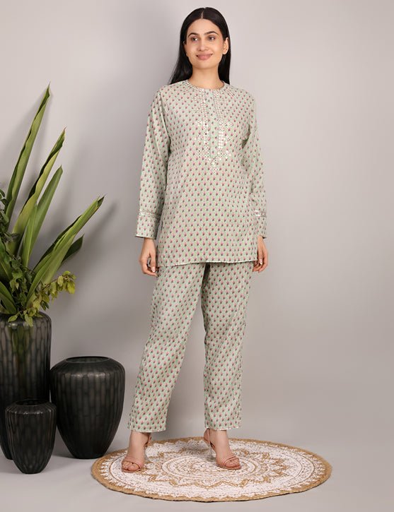 Amira - Hand Block Print Cotton Co - ord Set | Verified Sustainable by Brown Living™